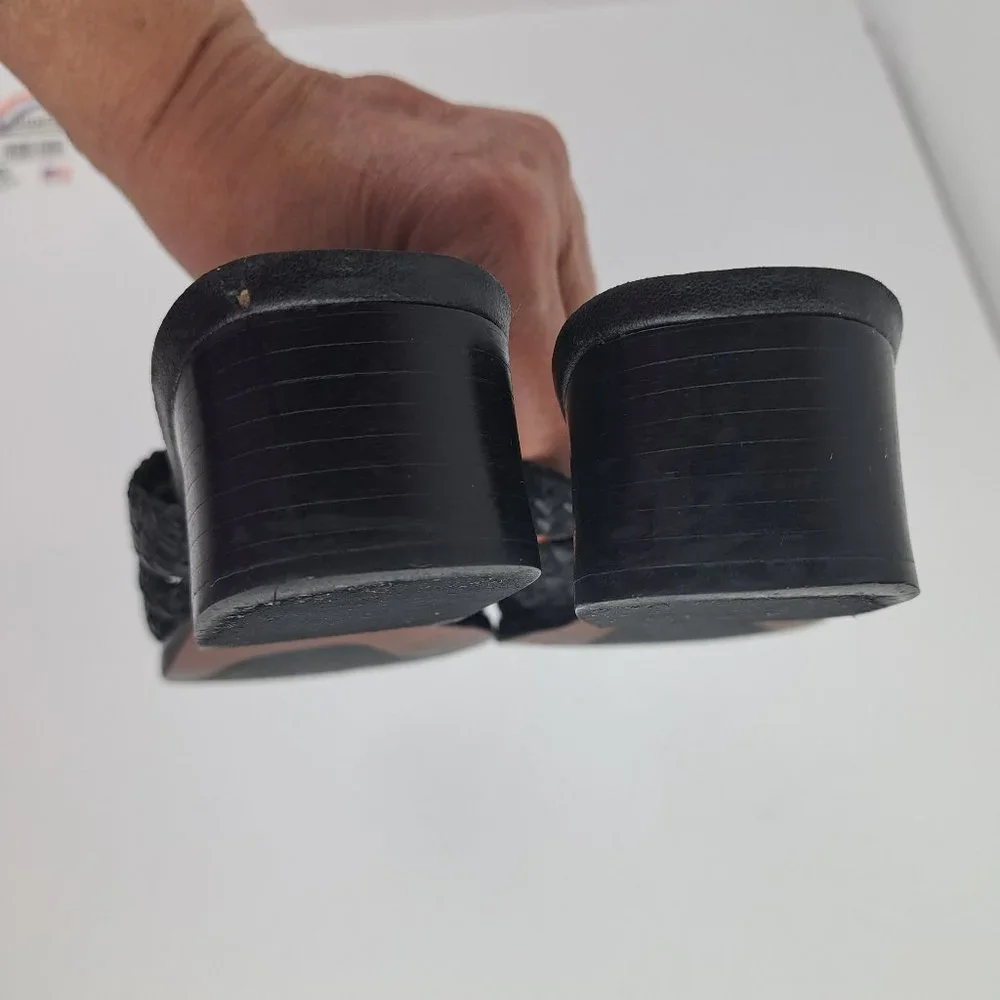 Coldwater Creek Black Leather Braided Moc Croc Mules Size 8 - Picture 11 of 15